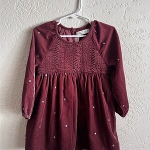 Zara Velvet Textured Dress in Deep Pink
